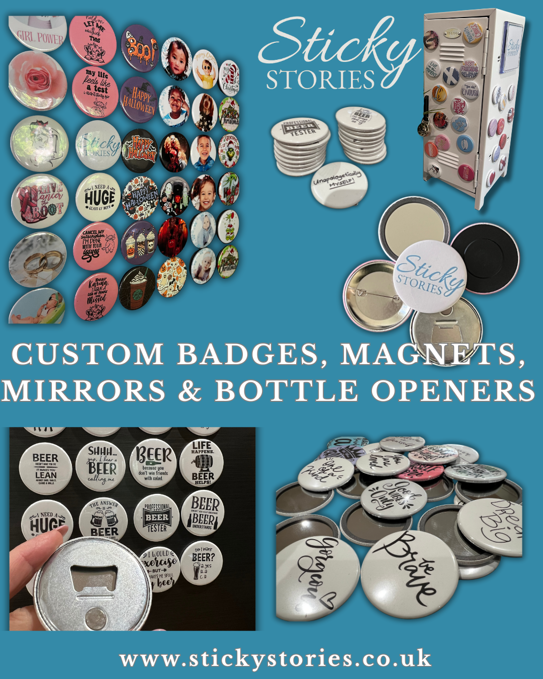 ustom 59mm Magnets, Badges, Mirrors & Bottle Openers